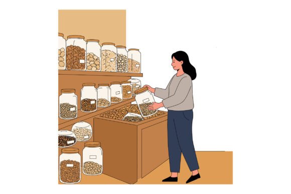 Download Woman Shopping Bulk Dry Food Nuts and Gr - Bulk Collection