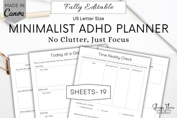Download Minimalist ADHD Planner Bundle Canva - Adhd planner Collection