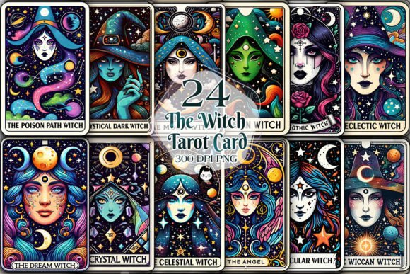 Download Witch Tarot Cards Sublimation Clipart - Premium Bundle
