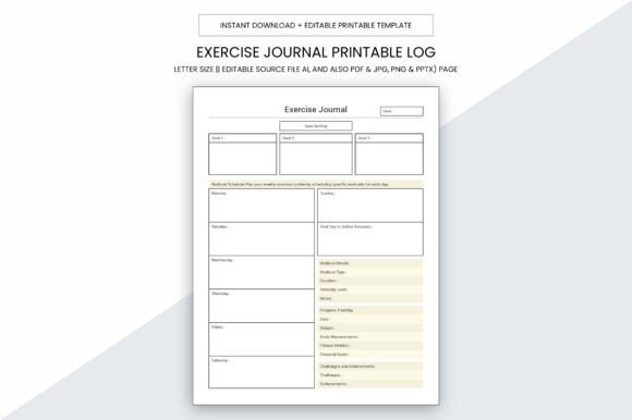 Download Exercise Journal Printable Planner - Printable planner Collection