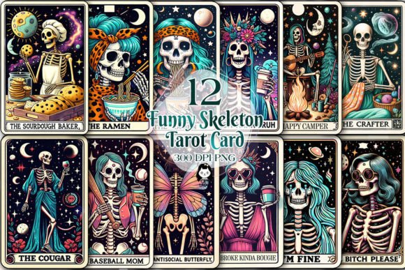 Download Funny Skeleton Woman Tarot Card Bundle - Premium Bundle